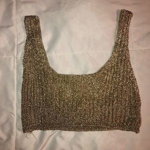 Metallic gold mesh crop top